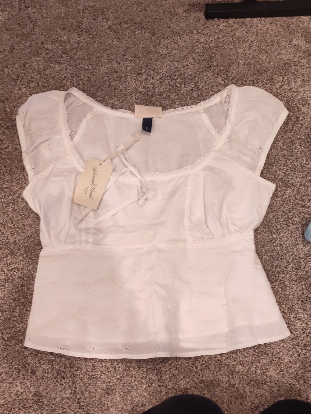 Must Bundle Women's White Eyelet Square-Neck Top